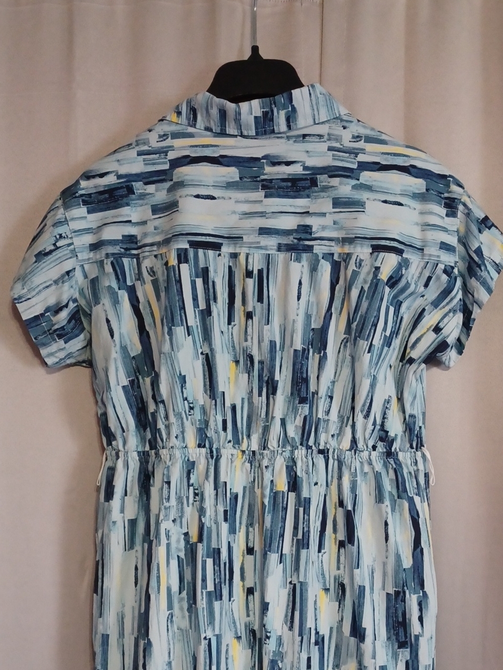 89th&Madison Short Sleeve Faux Wrap Midi Dress Pockets Sz M Elastic Waist Blue - Picture 12 of 15